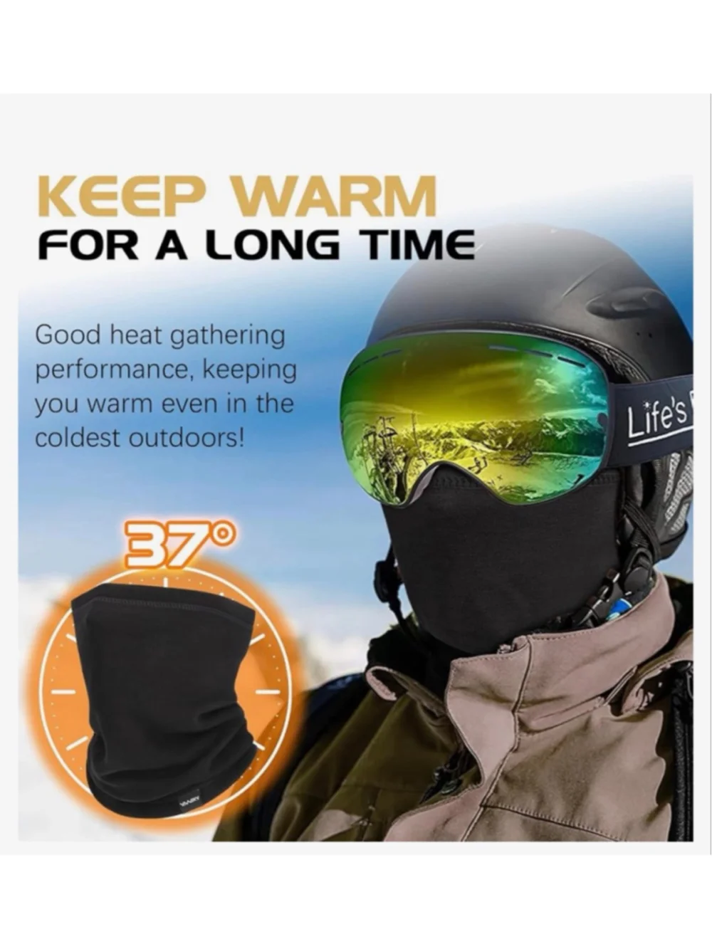NEW 2 Neck Gaiter Winter Neck Warmer Unisex Windproof Face Mask Breathable Ski